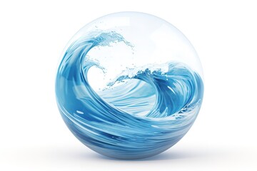 3d illustration of single marble ocean blue circles with uniqe pattern inside swirl ball in high quality