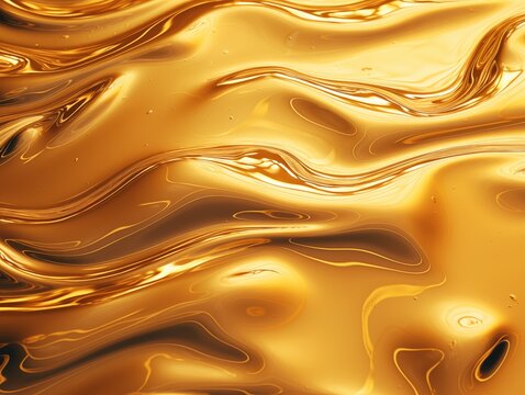 Abstract liquid gold texture. Luxurious metallic background. Shiny paint. Photo generated by Ai technology - Powered by Adobe