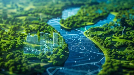 Fototapeta premium World Rivers Day high tech data concept 