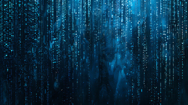 Blue digital matrix, binary code