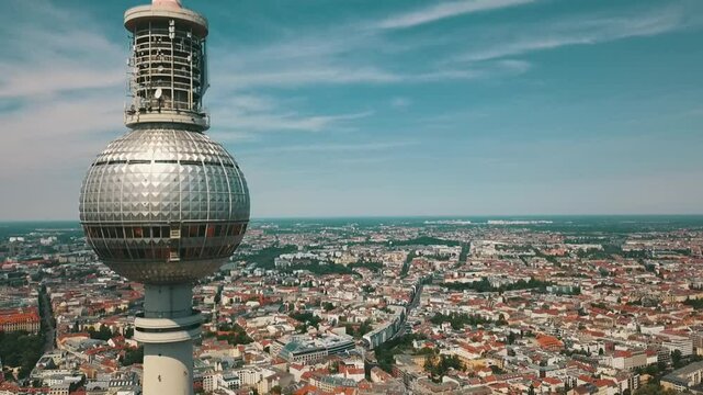 Drone Shot of the Berlin TV Tower, Germany