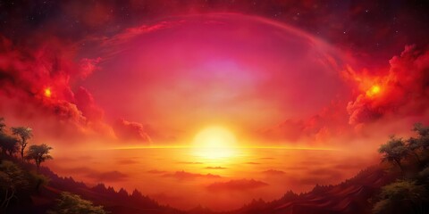 Obraz premium Abstract background with blood red and sunset yellow colors, abstract, background, colors, vibrant, sunset, blood red, dynamic, artistic, modern, design, texture, pattern, gradient, vivid