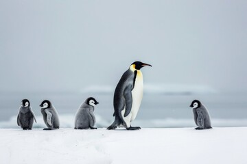 Obraz premium Emperor Penguin Family in the Snow.