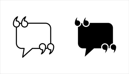 Quote icon set. Quotation mark sign and symbol on white background