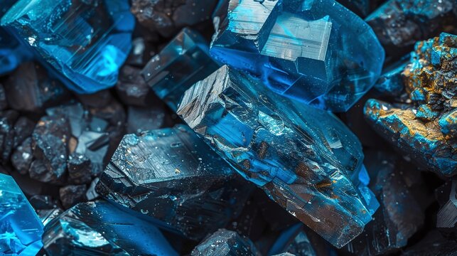 Close-up of Key Minerals for Electric Vehicle Batteries Lithium and Cobalt. Concept Electric Vehicles, Lithium, Cobalt, Minerals, Batteries