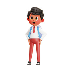 3D Illustration Boy Student Wearing a Bag 
