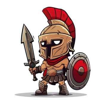 sparta cartoon character illustration on white background