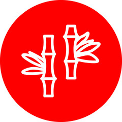 bamboo Vector Line White Circle Red