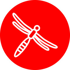 dragon fly Vector Line White Circle Red