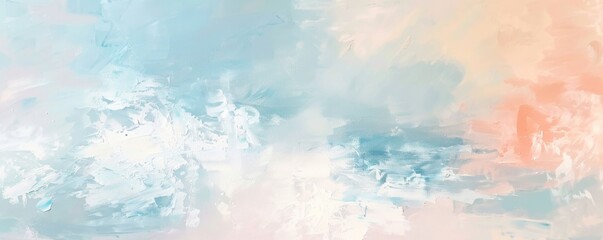 Abstract oil painting background with blue, white and peach brush strokes. Perfect for a dreamy and inspirational project