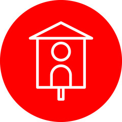 bird house Vector Line White Circle Red