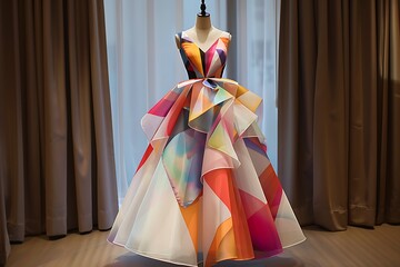 A playful, kinetic dress with a design inspired by the movement of a kaleidoscope
