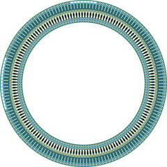 Vector colored round classical Greek meander ornament. Pattern, circle of Ancient Greece. Border, frame, ring of the Roman Empire