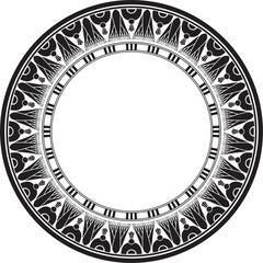 Fototapeta premium Vector monochrome black round Egyptian ornament. Endless Circle, Ring of Ancient Egypt. Geometric African frame