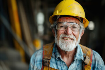 Senior construction worker with crossed arms on job site