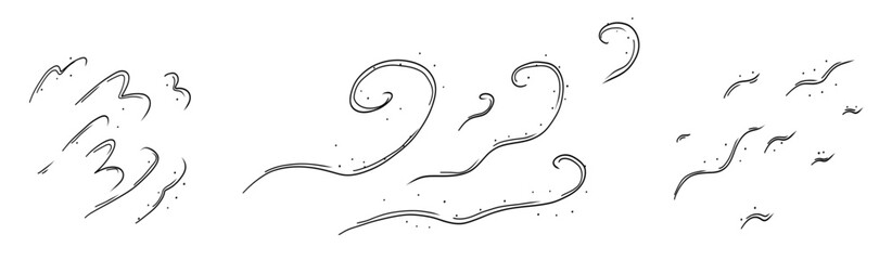 Winter wind effect with snow in line style. Vector illustration