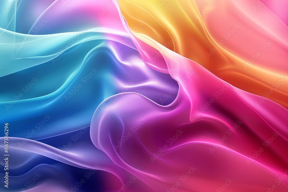 Aufkleber a delicate, silky wave of colorful lace in a gradient abstract background texture.