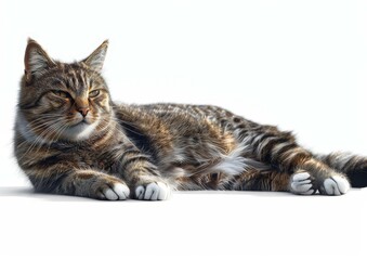 Fototapeta premium Cat Resting on a White Surface
