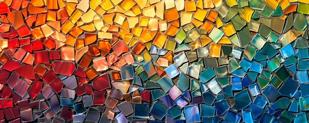 A mosaic pattern made up of tiny pieces of colored glass, reflecting the light in a dazzling display.