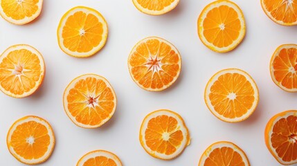 Fototapeta premium Sweet mandarin slices on a white backdrop