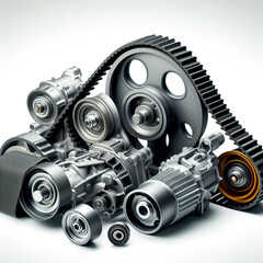 set of parts and gears for repairing the gas distribution mechanism and engine cooling system, close-up