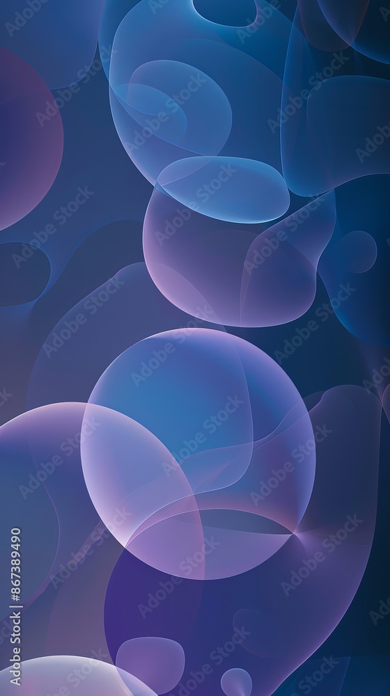 Canvas Prints Soft shapes and fluid-like bubbles blended in hues of blue and purple on a dark background