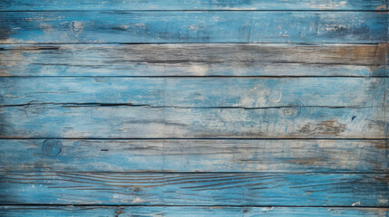 Obraz premium Old painted blue wood wall, vintage rustic texture or background, generative ai