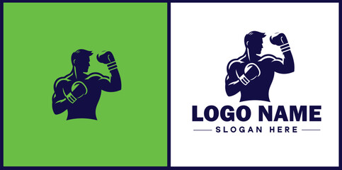 Boxing club icon Boxing gym Boxing dojo Boxing academy flat logo sign symbol editable vector