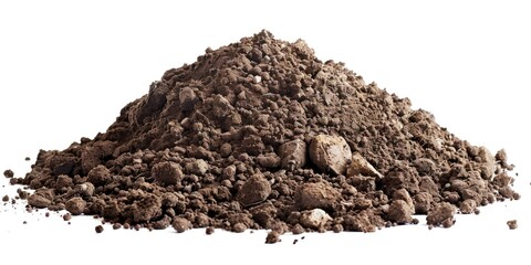 A small mound of dirt sits atop a white surface, offering a simple yet striking visual contrast