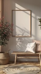 Mockup frame in simple minimal interior background