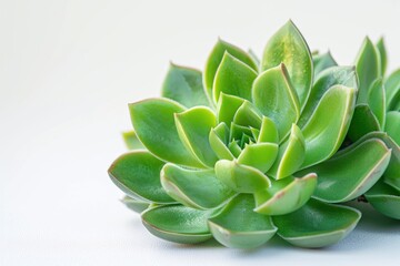 Fototapeta premium Minimalist image of a green succulent plant against a white background. Ideal for nature photography, home decor inspiration, and botanical studies