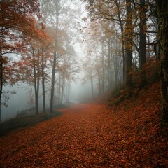 Obraz premium Autumn morning in the forest