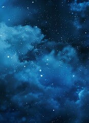 A serene image of the night sky filled with sparkling stars and soft, dreamy clouds creating a sense of wonder