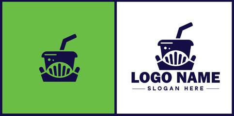 Fast food icon Quick-service food Junk food Takeout flat logo sign symbol editable vector