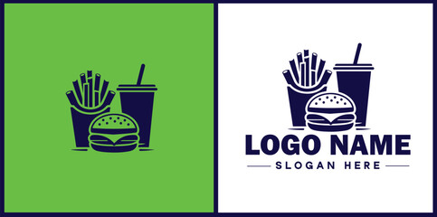 Fast food icon Quick-service food Junk food Takeout flat logo sign symbol editable vector