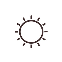 Sun with short rays line icon. Simple pictogram isolated on white background. For app brightness symbol, weather forecast sign, business logo template, web design. Vector illustration in graphic style