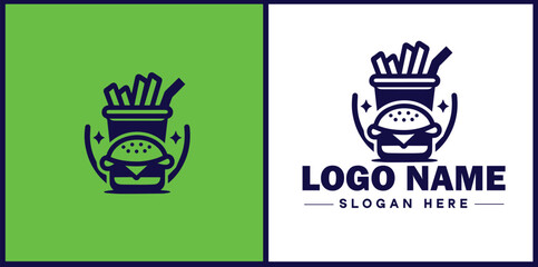 Fast food icon Quick-service food Junk food Takeout flat logo sign symbol editable vector