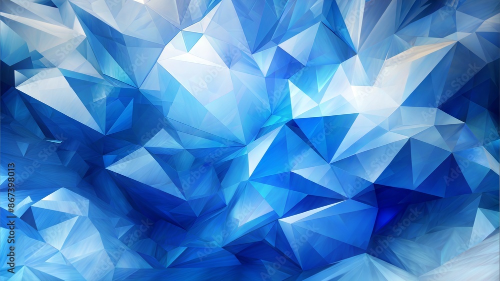 Wall mural abstract blue and white polygon background