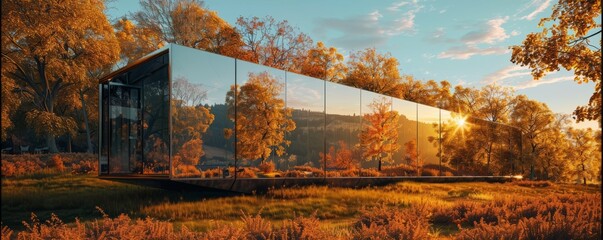 A house made entirely of mirrors, reflecting the surrounding landscape in an endless loop.