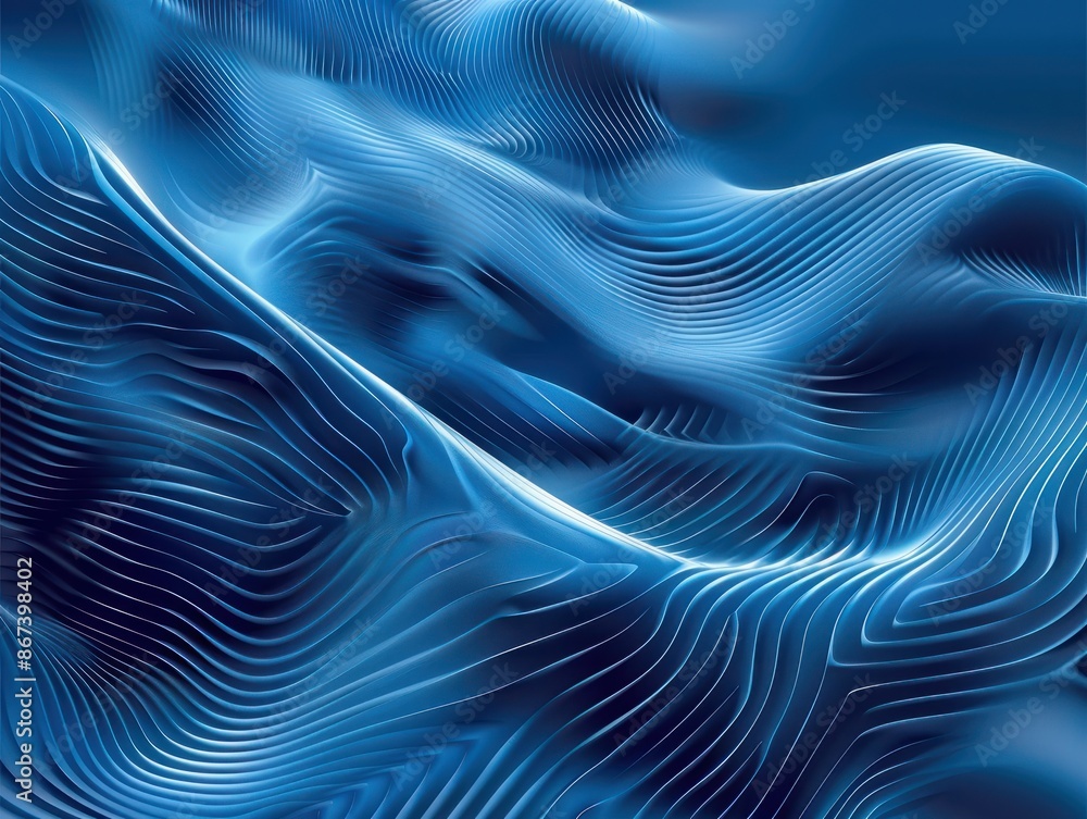 Poster digital technology blue rhythm wavy line abstract graphic poster web page ppt background with genera