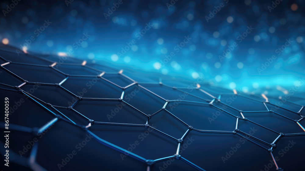 Wall mural abstract futuristic technology background. nanotechnology graphene molecule. virtual cyberspace tech