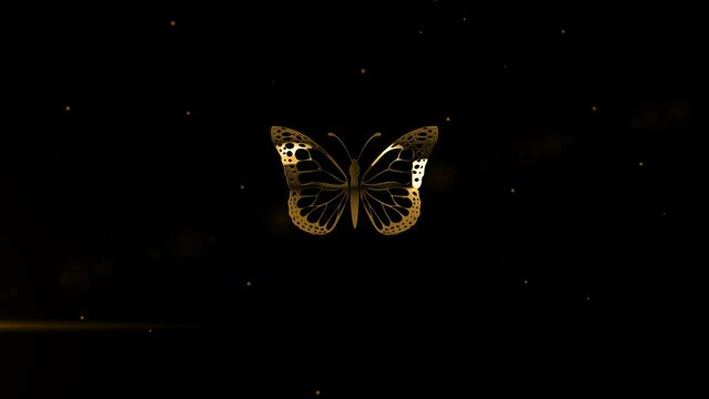 luxury gold butterfly logo green screen background