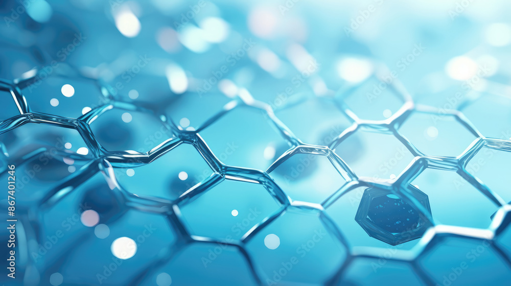 Wall mural abstract science nanotechnology background. wide panoramic banner., generative ai