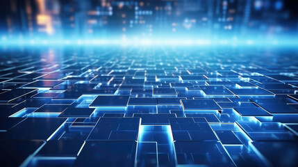 Virtual cyberspace technology background. Abstract futuristic nanotechnology background. wide panoramic banner., generative ai