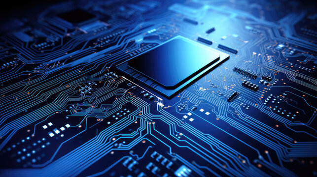Tech science background. Motherboard digital chip. Integrated communication processor., generative ai