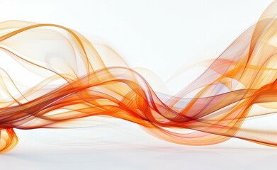  Stylized Art of Flowing Orange Abstract Elements against a White Background, with a Splash Effect on the Right Side.