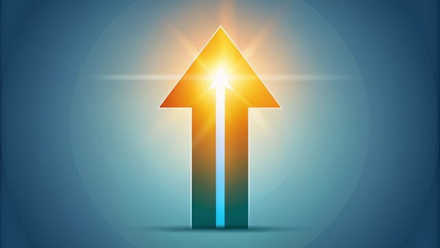 Modern minimalist upward pointing arrow symbolizing growth success progress optimism and forward thinking in sleek premium vector design template.