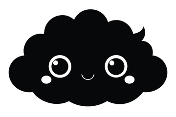 Black silhouette cute  the cloud  face vector illustration A.eps