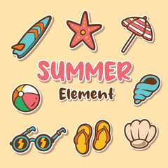 Hand drawn summer elements collection