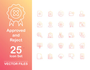 Approved and Reject icons set design with white background stock illustration
